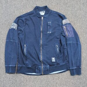 Parish Nation Military Tactical Bomber Jacket M Navy Blue Cotton Utility Moto